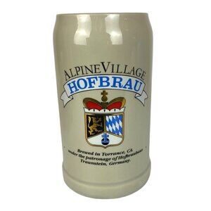 Alpine Village Hofbrau 1L Beer Stein Mug West Germany Rastal Stoneware Barware